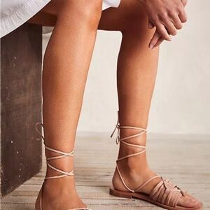 Free People Cami Huarache Wrap Sandal in Latte